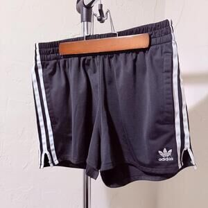 Adidas Black Athletic Shorts with White Stripes, Size Small